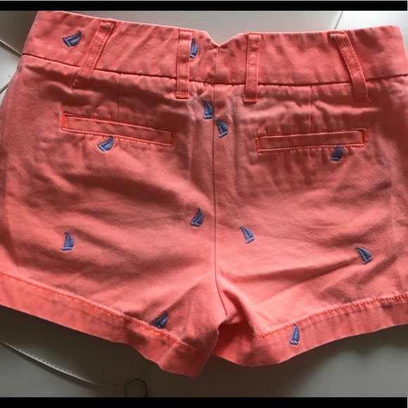 J. Crew Coral Chino Shorts with Sailboats, Size 00 - Picture 2 of 3